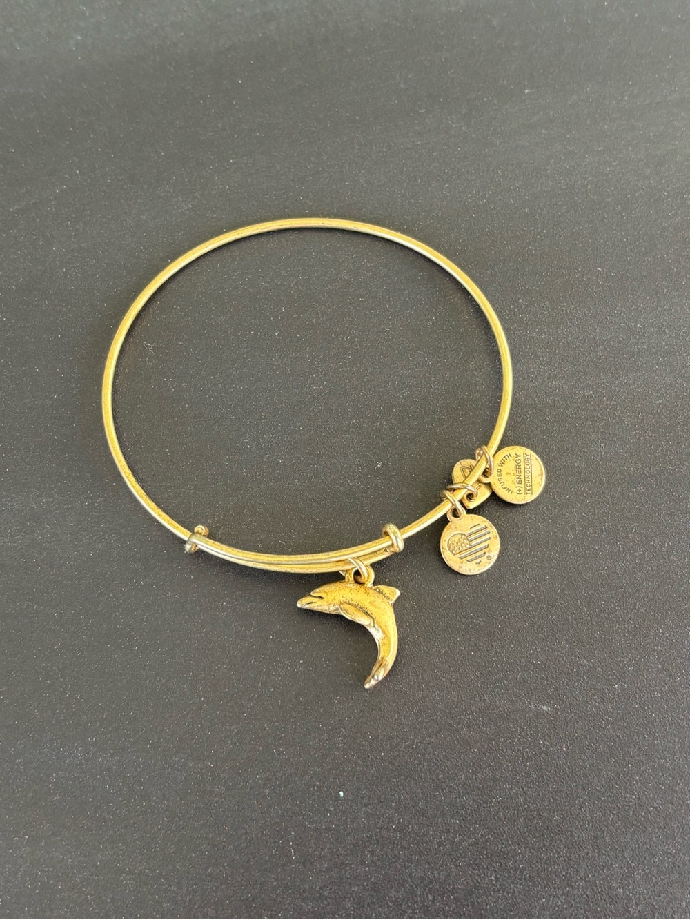 Gold-Toned Dolphin Charm Bangle Bracelet - Women’s Gold Bracelet